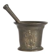 A Charles II bronze mortar, unidentified London foundry, circa 1665 Cast twice with a large