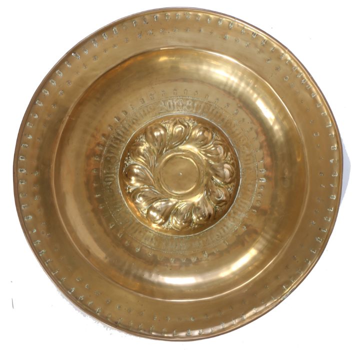 A mid-16th century brass alms dish, Nuremberg, circa 1550 The central boss of twelve double- - Image 8 of 8