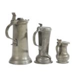 Two 18th century small pewter flagons, German One dated 1783 to lid, height 20.5cm; and an early