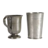 An early 19th century pewter footed cup, Wigan, circa 1830 Hallmarks of Bolton & Wylde (fl.1822-