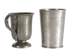 An early 19th century pewter footed cup, Wigan, circa 1830 Hallmarks of Bolton & Wylde (fl.1822-