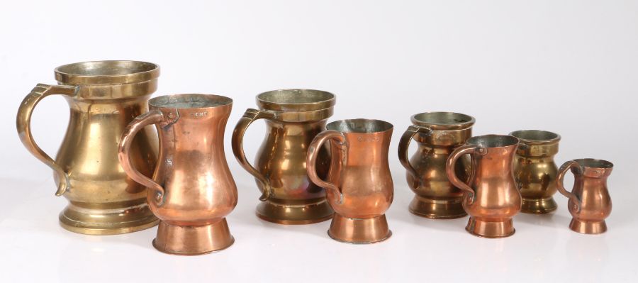 Four late 19th - early 20th century copper measures, Scottish Of baluster form, to include a pint, - Image 2 of 2