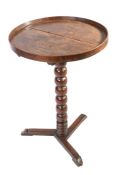 An interesting  late 17th century oak pillar occasional table, North Country, circa 1680-1700 Having