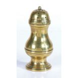 A George III heavy brass castor, circa 1770-1800 Of baluster form, the dome screw-fit lid with