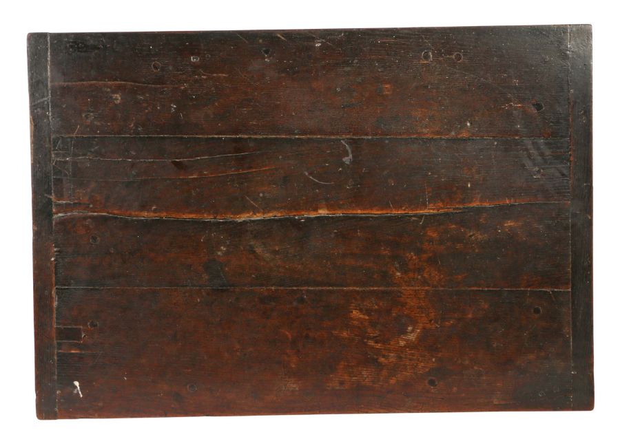 A Charles I oak centre table, circa 1630 Having a boarded and end-cleated top, and channel run- - Image 2 of 4