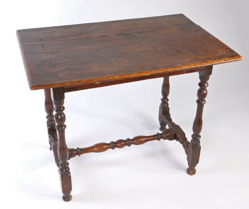 A William & Mary oak side table, circa 1690 The ovolo-moulded top formed mainly from one wide board, - Image 5 of 6