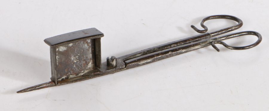 A rare 17th century iron candle-snuffer, with maker's mark, English, circa 1680 Of scissor form, one - Image 2 of 2