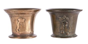 Two late 17th century bronze mortars, unidentified foundry, London, circa 1660-80 Each cast with a