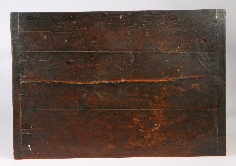 A Charles I oak centre table, circa 1630 Having a boarded and end-cleated top, and channel run- - Image 4 of 4