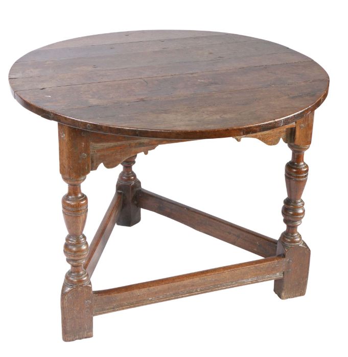 A rare Elizabeth I large joined oak 'cricket-type' centre table, with drawer, circa 1580 Having a - Image 2 of 4