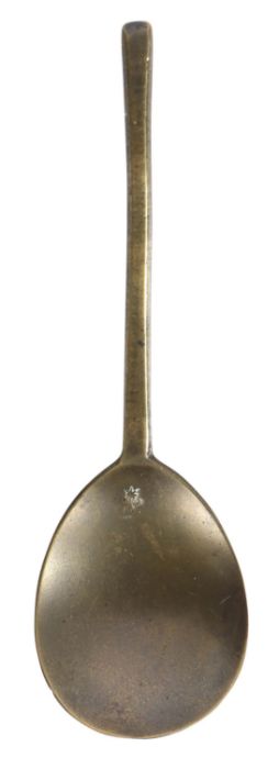 A 17th century latten slip-top spoon, probably London, circa 1600 The flattened-hexagonal stem