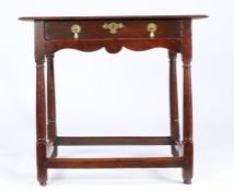 A small George I oak, fruitwood and walnut side table, circa 1720 The twin-plank ovolo-moulded top