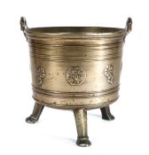 A 17th century bronze-alloy 'cauldron'-type vessel With two lug handles cast as putto, with body