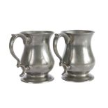 A pair of mid-19th century pewter Imperial half-pint measures, Glasgow Each of tulip-shape, with