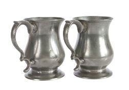 A pair of mid-19th century pewter Imperial half-pint measures, Glasgow Each of tulip-shape, with