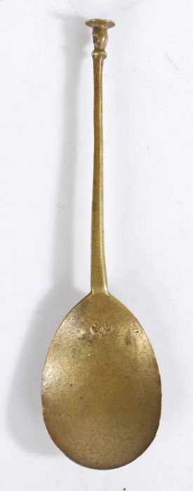 A latten baluster seal-knop spoon, English, circa 1600 With fleur-de-lys maker's mark to slender - Image 2 of 2