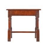 A William & Mary oak joint stool, circa 1690 The top with rounded edge, the rails with narrow