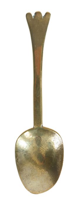 A late 17th century latten trefid spoon, English, c.1690 Indistinct makers mark to bowl, length 16.