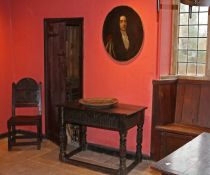 A rare Elizabeth I oak box-top table, West Country, circa 1580 The top of two boards, correctly