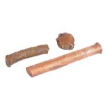 Of Admiral Nelson interest: Two sections of copper rivets and a copper rivet head, English