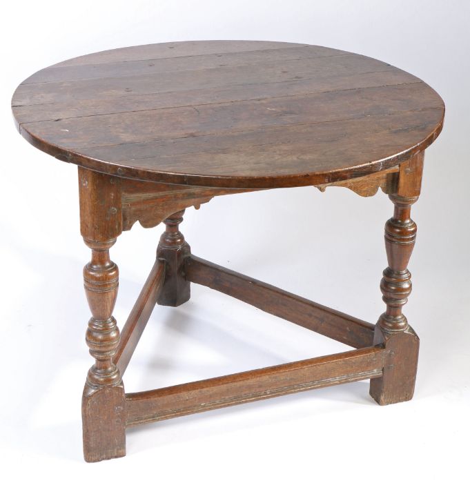 A rare Elizabeth I large joined oak 'cricket-type' centre table, with drawer, circa 1580 Having a - Image 4 of 4