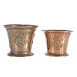 Two late 17th century bronze mortars, by an unidentified London foundry, circa 1670`` The larger