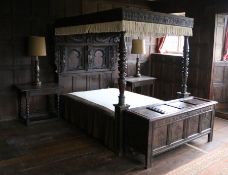 A rare and highly impressive Elizabeth I oak tester bed, Gloucestershire, circa 1570 Having