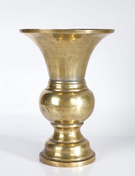 An 18th century Paktong ‘Gu’ vase, circa 1740-70 Of archaistic form, the bulb or bulbous body with a