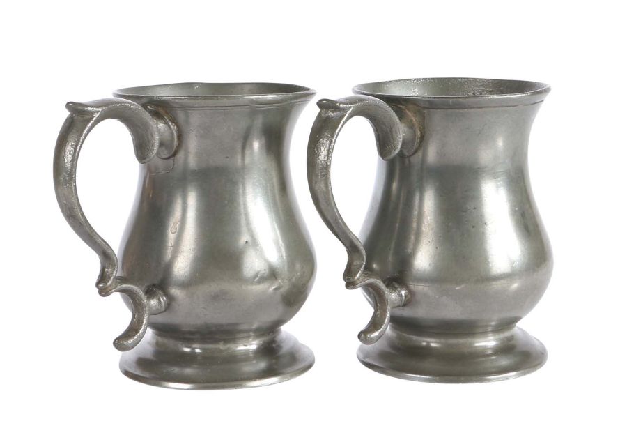 A pair of mid-19th century pewter Imperial half-pint measures, Glasgow Each of tulip-shape, with - Image 2 of 4