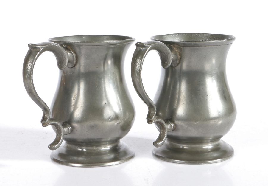 A pair of mid-19th century pewter Imperial half-pint measures, Glasgow Each of tulip-shape, with - Image 3 of 4