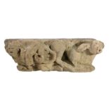 A rare and interesting 12th century Romanesque limestone capital, English Designed with an