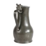 A mid-18th century pewter pot capacity Jersey measure, circa 1750 Of typical 'pear-shape', twin-