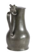 A mid-18th century pewter pot capacity Jersey measure, circa 1750 Of typical 'pear-shape', twin-