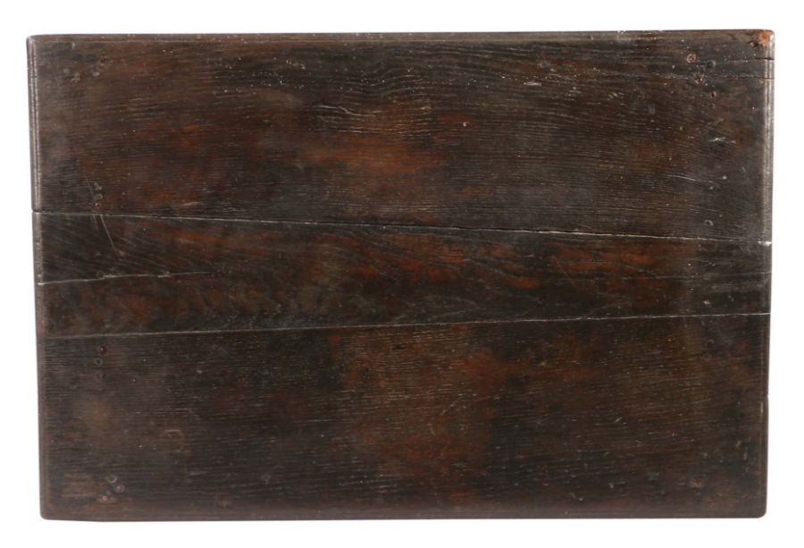 A Charles II oak side table, circa 1670 Having a boarded top with ovolo-moulded edge, and flat run- - Image 2 of 4