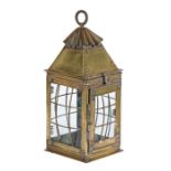 A 19th century sheet brass pendant lantern, Dutch Of riveted strip and rolled construction, with