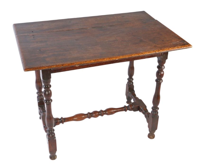 A William & Mary oak side table, circa 1690 The ovolo-moulded top formed mainly from one wide board, - Image 2 of 6