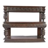 A small Charles I oak three-tier buffet or court cupboard, West Country, circa 1630 The top of two