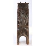 A rare and unusual 15th century carved oak architectural pillar or corner post, circa 1450-1500