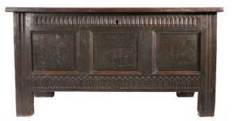 An Elizabeth I joined and clamped oak coffer, North Country, circa 1580 The boarded top with