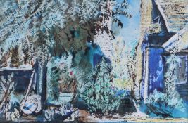 In The Manner of John Piper (1903-1992) Garden Scene coloured screenprint on paper, numbered 9/51 in