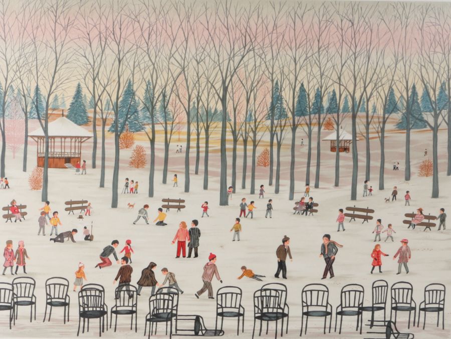 Fanch Ledan (Born 1949) Park Scene in Winter signed and numbered 11/200 (lower margin), coloured