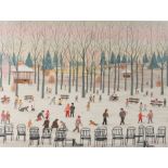 Fanch Ledan (Born 1949) Park Scene in Winter signed and numbered 11/200 (lower margin), coloured