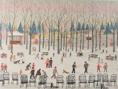 Fanch Ledan (Born 1949) Park Scene in Winter signed and numbered 11/200 (lower margin), coloured