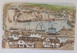 Glynn Thomas (British, born 1946) 'Ipswich Docks', 'The Orwell' and 'Yellow Flags'  Three etchings