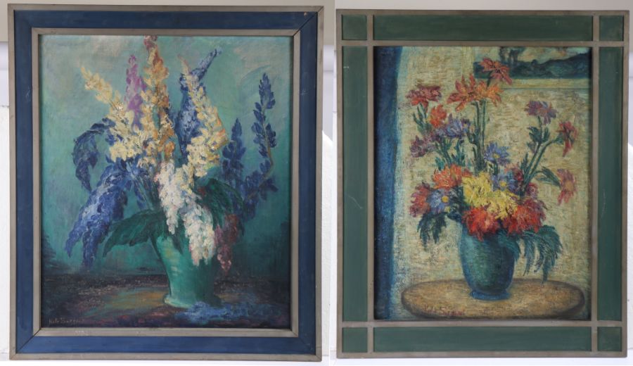 Kate Sargent (British, 20th Century) Still Life Studies both signed (lower left), pair of oils on