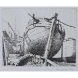 James Lovegrove ARCA RE (Hong Kong, 1922-1997) 'Wood Wharf, Greenwich' Etching, circa 1950, on wove,