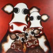 Caroline Shotton (British, Born 1973) 'Nice to Meet Moo!' signed (to reverse), giclee on canvas 81 x