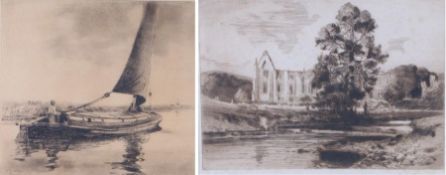 Charles Mayes Wigg (British, 1889-1969) 'Bolton Abbey' & 'Caister Castle' both signed, two