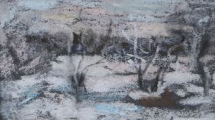 Peggy Somerville (British, 1918-1975) 'Frozen Stream, Norfolk' pastel 10 x 19cm (4'' x 7.5'')