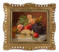 Eloise Harriet Stannard (British,1829-1915) Still Life Study with Grapes, Plums and Roses signed and